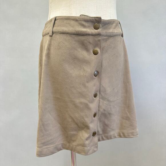 Marine Layer Rosie Faux Suede A-Line Mini Skirt in Birch Size Small - Picture 9 of 15